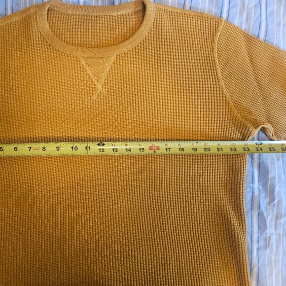 Outerknown Thermal Waffle Crewneck Long Sleeve Mustard Gold Size Medium - Picture 6 of 7